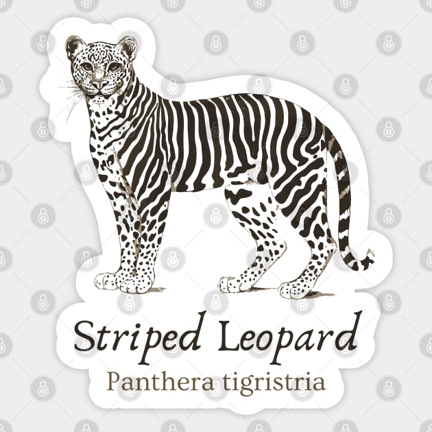 Striped Leopard - Cryptozoology - Retro & Fun Sticker by TuncGK